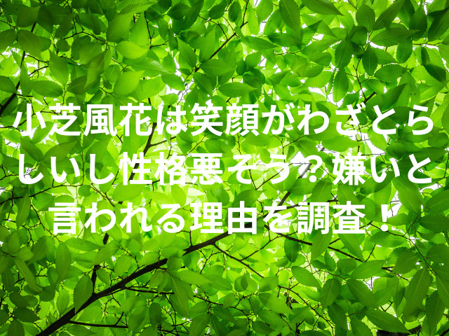 小芝風花は笑顔がわざとらしいし性格悪そう？嫌いと言われる理由を調査！