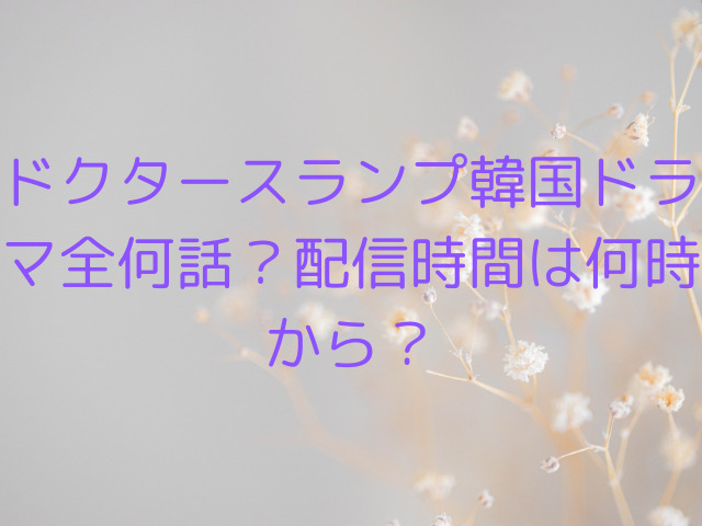 ドクタースランプ韓国ドラマ全何話？配信時間は何時から？