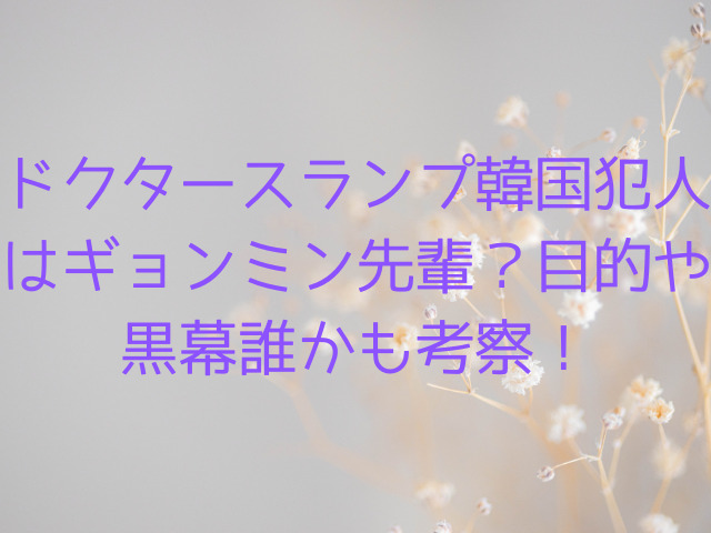 ドクタースランプ韓国犯人はギョンミン先輩？目的や黒幕誰かも考察！