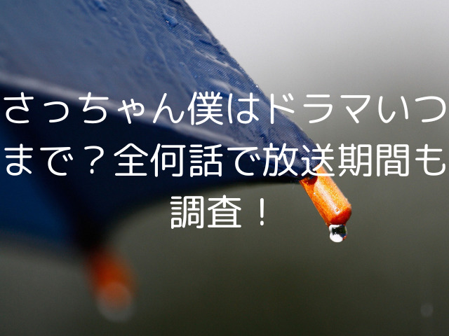 さっちゃん僕はドラマいつまで？全何話で放送期間も調査！