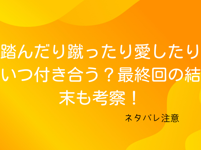 踏んだり蹴ったり愛したりいつ付き合う？最終回の結末も考察！